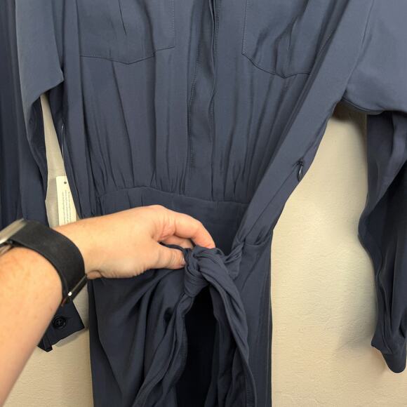 NWT Anthropologie Ronny Kobo Andes Charcoal Navy Utility Mini Wrap Dress Medium - Picture 5 of 16